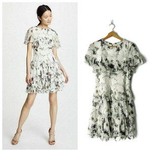Alice + Olivia Paola Ruffle Dress Tiered chiffon ruffles embroidery floral
